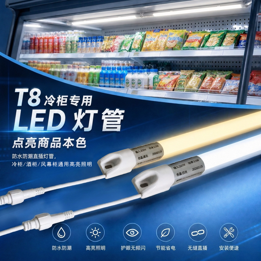 T8灯条LED防水风幕柜麻辣烫熟食点菜保鲜照明冷柜专用高亮灯管